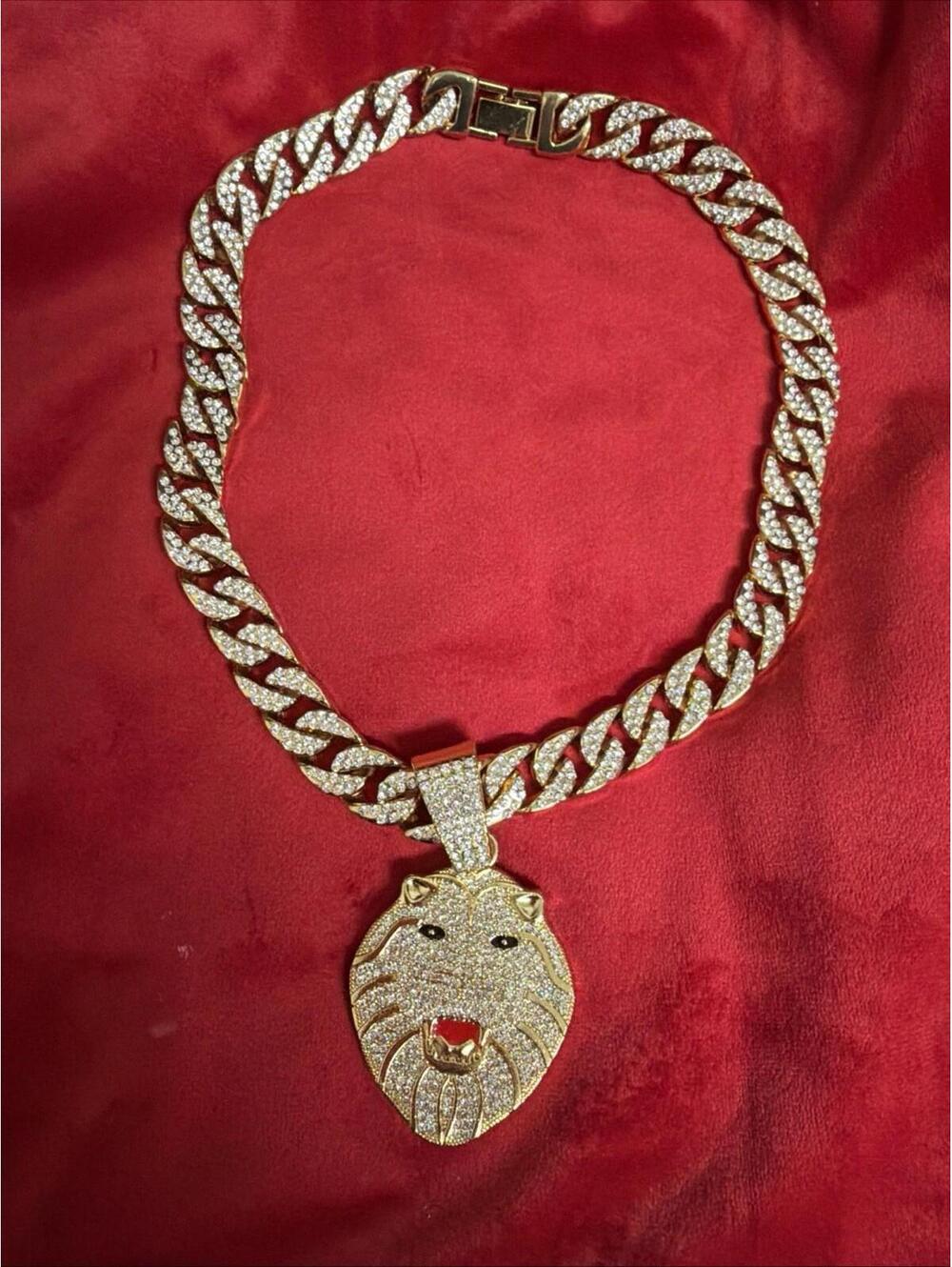 Colgante Imitación Diamante Con Cabeza De Leon